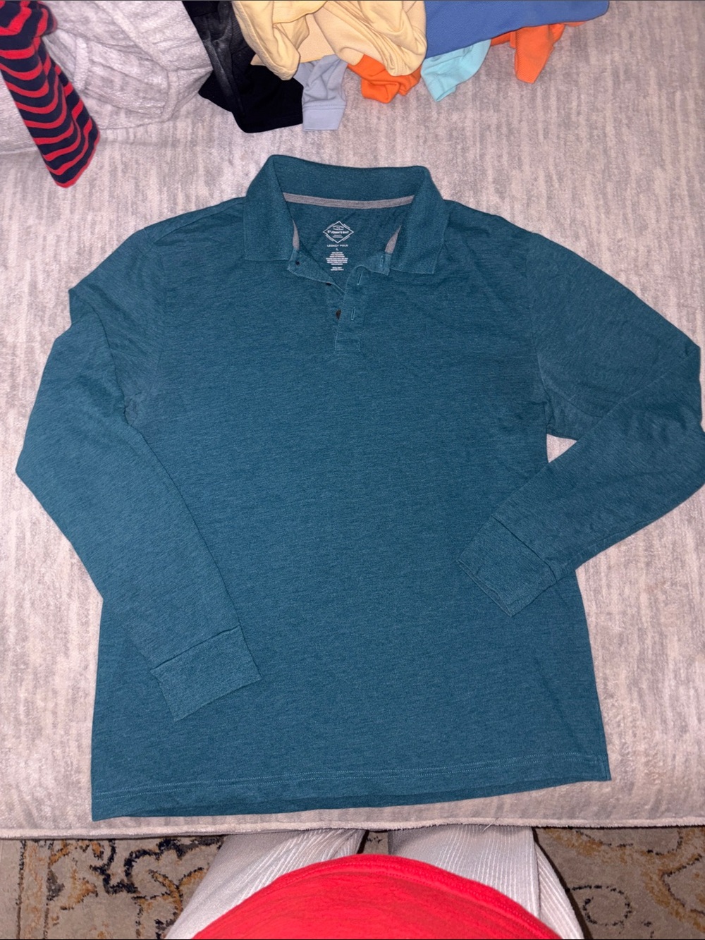 St. John's Bay Men's Long-Sleeve Polo - Teal Green